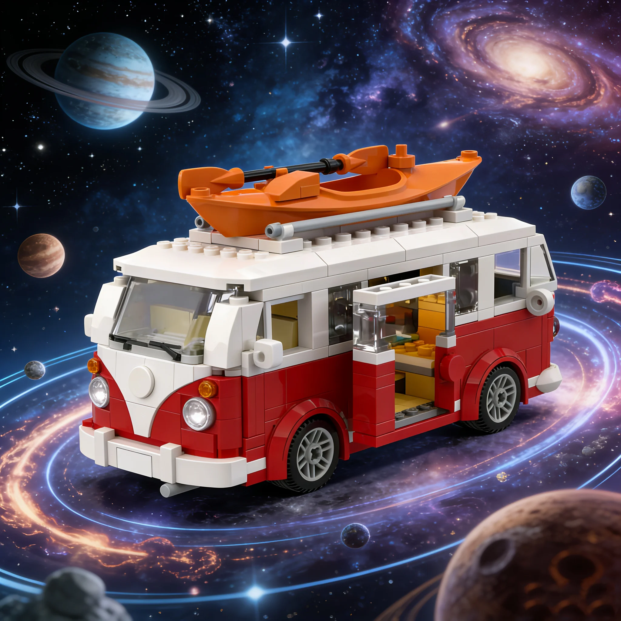 Blocos de Montar Kombi Clássica T1 Camper Van MOC Retrô