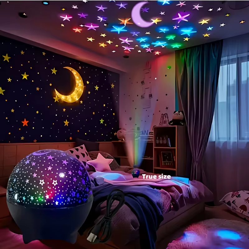 Luminária Projetor de Estrelas e Galáxia 360° — Abajur Infantil Céu Estrelado com LED RGB